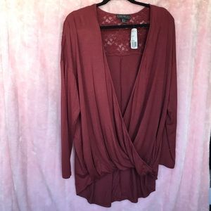 Lace Shoulder Wrap Top